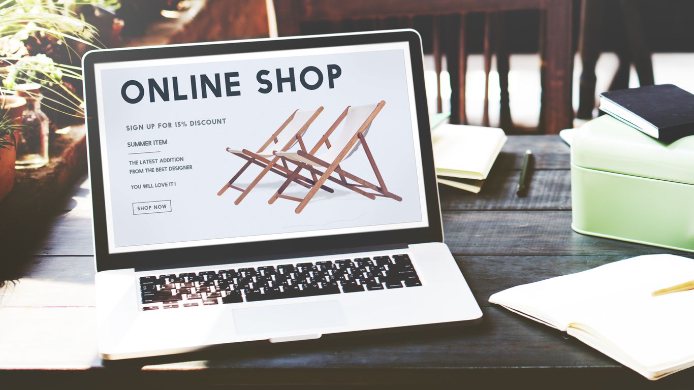 Online shop open on a laptop